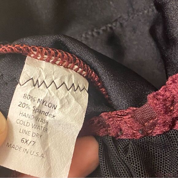 Custom solo Dance Costume burgundy velvet burnout rhinestoned dress IC/MC - Picture 9 of 12